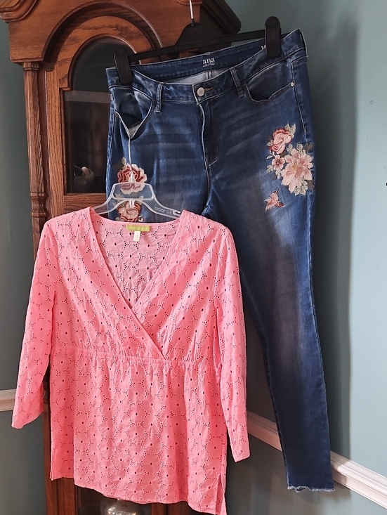Sigrid Olsen Tops - Sigrid Olsen Eyelet Top & A.n.a Embroidered Jeans